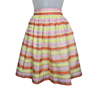 Francis Lucy Striped Silk Blend Skirt Coquette St Thomas Pleated Mini Size 8 NEW